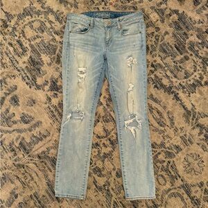 American Eagle Distressed Mid-High Rise Stretch Skinny Jeans: 10